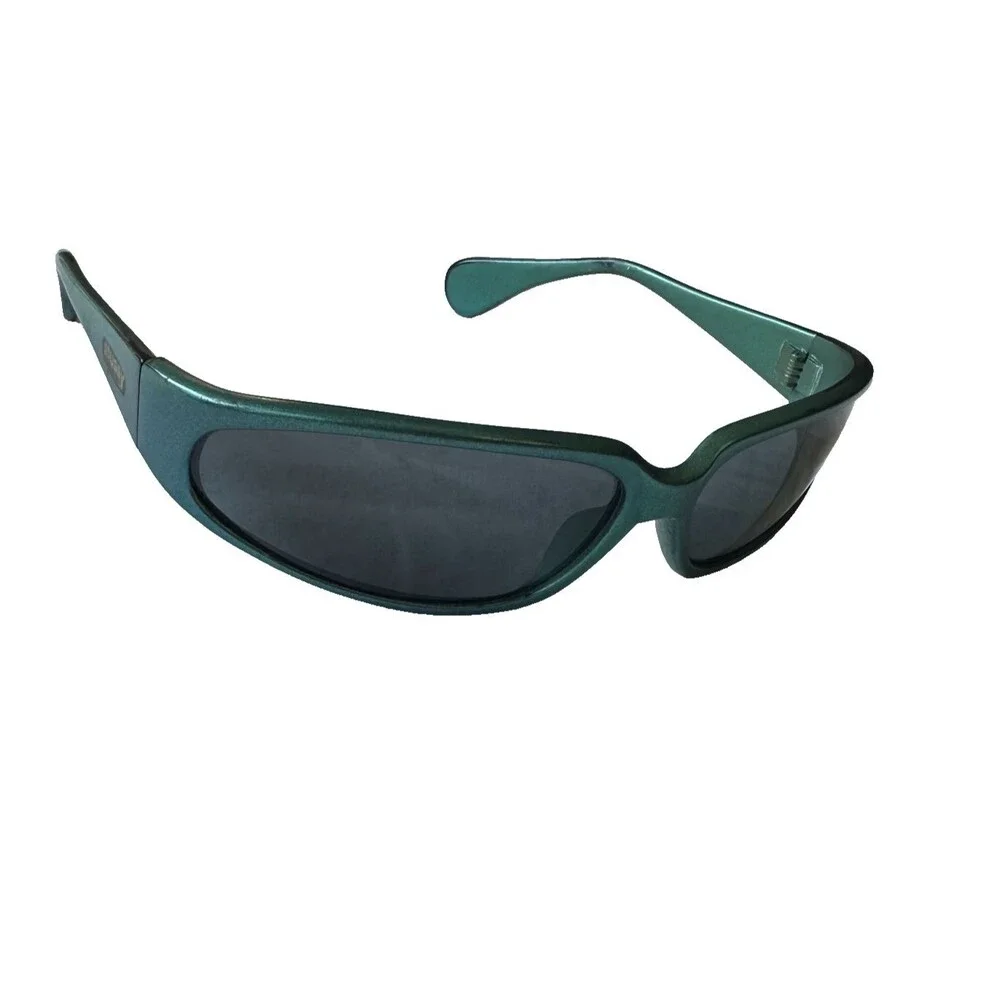VTG  Vintage Stussy Seville Sunglasses Metallic Green Wrap Around Sport 90s Y2K